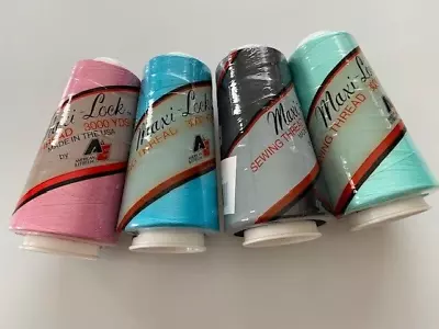 American & Efird Maxi-Lock Cone Sewing Thread 3000 Yds Polyester Lot Of 4 Colors • $16.99