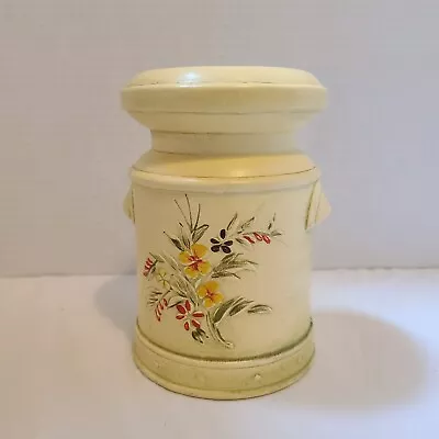 CERAMIC UTENSIL CROCK Hand PAINTED Floral Milk Can  Vase Vintage • £14.46