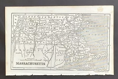 1855 VTG Antique Map & Narrative ~ Massachusetts & Boston ~ Pilgrim Engraving • $8.29