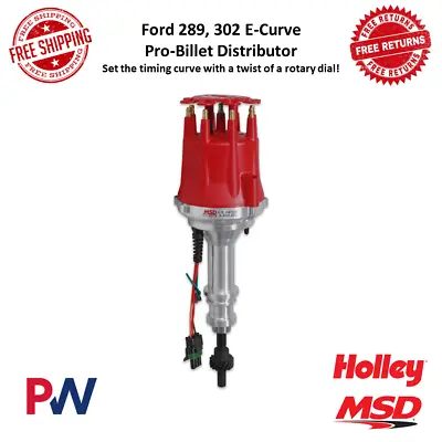 MSD Ready To Run E-Curve Pro Billet Distributor W/ Iron Gear For Ford 289 302 • $737.36