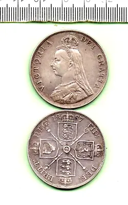 1887 Victoria Genuine Arabic  1  Vf+ 92.50% Silver Double Florin (dt-578) • £35