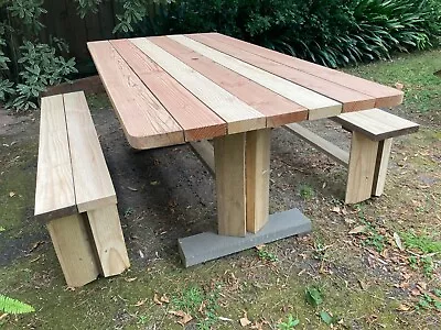 $325 • Buy Wooden Table + Seats  -   Outdoor Timber Furniture Patio Deck Garden Setting