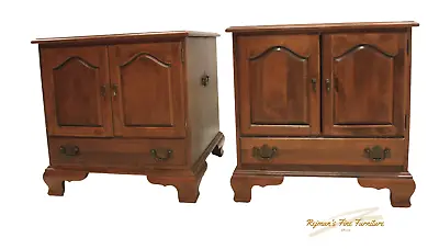 Pair Ethan Allen Nutmeg Maple & Birch Square Top Nightstands Cabinets • $899
