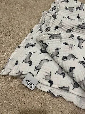Serena & Lily Cotton Dog Dachshund Quilt Blanket Waffle Nursery EXC 43  X 40  • $75