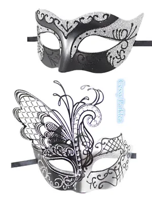 SN-F2-3 Luxury Couples Silver Black Swan Venetian Masquerade Masks • $6.41