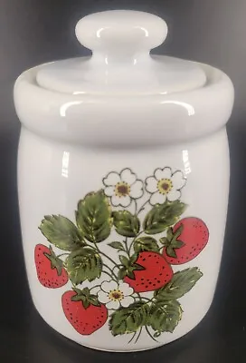 Vintage 1970s McCoy Strawberry Pottery Small Sugar Canister #1414 • $19.97