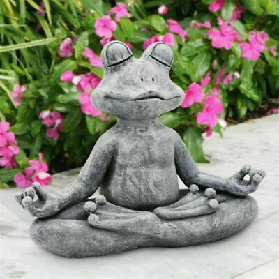 Meditating Frog Statue Outdoor Ornament Buddha Zen Yoga Frog Garden Decoration • £10.48