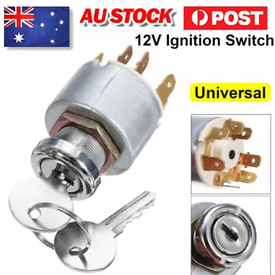 Universal 12V Lock Cylinder Ignition Switch + 2 Keys For Lucas SPB501 Car Boat • $14.99