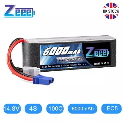 £59.98 • Buy Zeee 4S LiPo Battery 6000mAh 14.8V 100C EC5 For RC Car Truck Boat Helicopter FPV