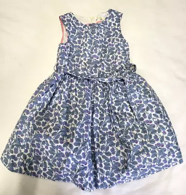 Mini Boden Girls 5-6Y Blue Leaf And Blueberry Sleeveless Dress • $29