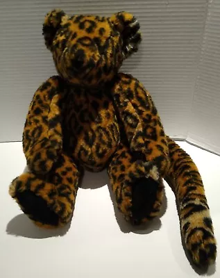 Vintage Vermont Teddy Bear Leopard Cheetah Print Plush 1997 Jointed Limbs 15  • $68.99