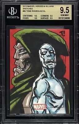 2010 Marvel Heroes Villains Sketch Tone Rodriguez Silver Surfer Dr DOOM BGS 9.5 • $180