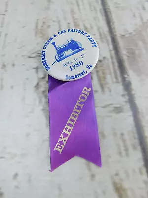 $19.99 • Buy 1980 Steam & Gas Pasture Party Somerset VA Exhibitor Button Pin Pinback W Ribbon