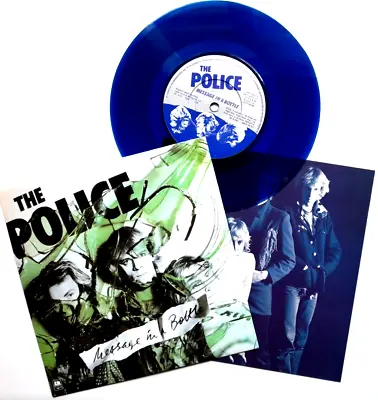 NM/NM The Police Message In A Bottle + Lyric Card 7  Blue VINYL 45 Near Mint • £10.99