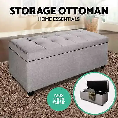 Box Storage Ottoman Fabric Chest Blanket Toy Foot Stool Bedroom Living Room Home • $110