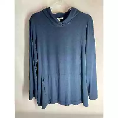 J.jill Pure Jill Tranquility Fleece Hoodie Long Sleeve Blue Size Large  • $20