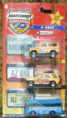 Matchbox Across America 50th Birthday Series 3 Pk Mexico Arizona New Jersey NEW • $29.99