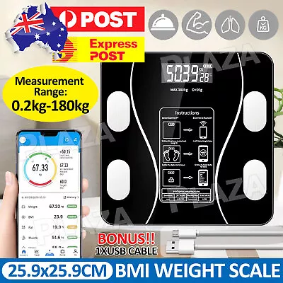 Wireless Digital Bathroom Body Fat Scale 180KG Bluetooth Scales Weight BMI Water • $16.95