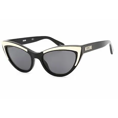 Moschino Men's Sunglasses Black Aviator Plastic Frame Grey Lens MOS094/S 807/IR • $56.59
