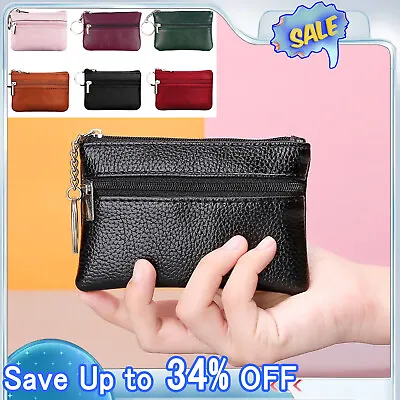 Key Ring Leather Mini Purse Coin Small Change Bag Card Wallet Pouch Zip Up • £3.45