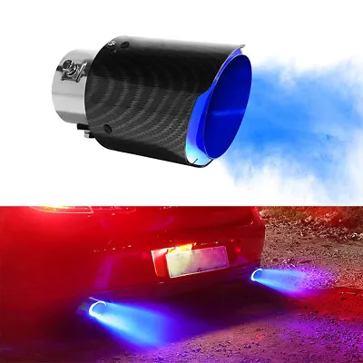 2.5''Car Modified LED Luminous Exhaust Muffler Tip Tail Pipe Carbon Fiber Curved • $22.55