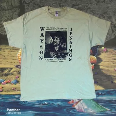 Green Waylon Jennings T Shirt Rare Design Short Sleeve Tee Classic NH6112 • $15.99