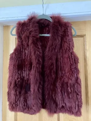 Vintage Burgundy Rabbit Fur Vest Waistcoat Size S/m/l • £25