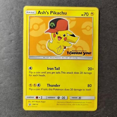 Ash's Pikachu SM110 - Black Star Promo Rare Pokemon Movie Card I Choose You NM • $14.34