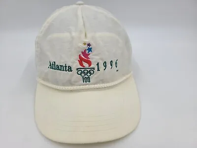 Vintage 1996 Atlanta Olympics Nylon Strapback Adjustable Hat Cap Made USA White • $14.99