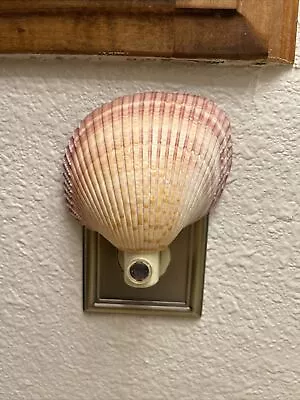 Real Seashell Night Light Scallop Shell Decorative Beach Decor 4   W/Sensor • $8.95