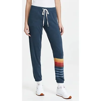 P.J. Salvage Stay Cozy Banded Lounge Pants Navy/ Rainbow M • $21