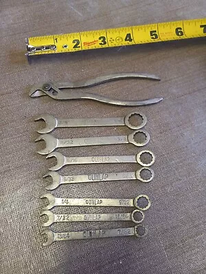 Vintage Set Of 7 Dunlap Miniature Ignition Wrenches 12 Pt. & Open End + Pliers  • $18.99