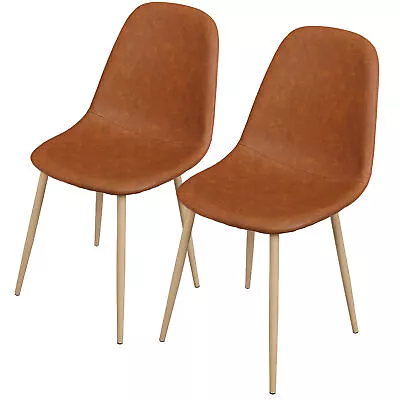 2PCS PU Cushion Seat Back Mid Century Metal Legs For Kitchen Dining Room • $61.58