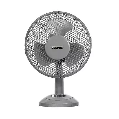 GEEPAS 12� Table Fan 35W Oscillating Desk Fan Portable Desktop Cooling Grey • £19.99