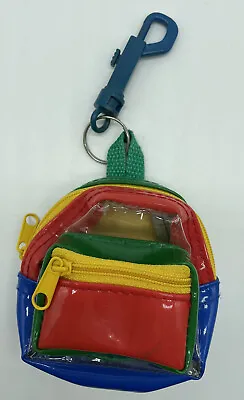 Vintage Primary Colors Clear Red Yellow Blue Mini Backpack Clip 80s? 3 By 3 In • $25.63