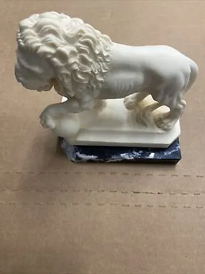 A.  Santini Hard Resin Lion On Marble Base Sculpture Made In Italy 👀 • $42