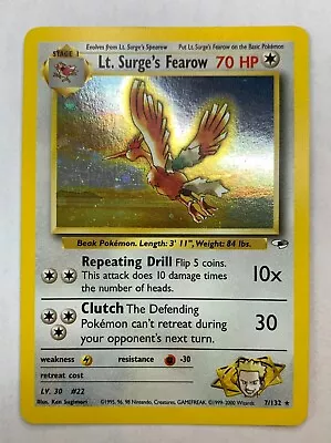 $2.25 • Buy Pokémon TCG Lt. Surge's Fearow Gym Heroes 7/132 Holo Rare