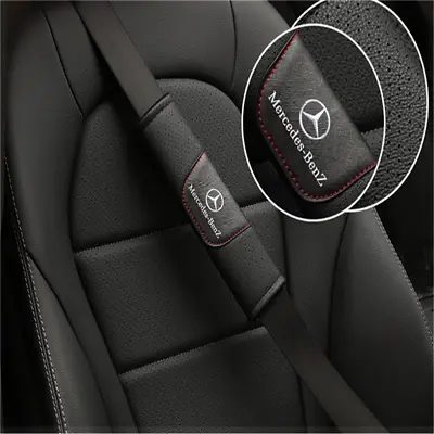 2pcs Car Seat Belt Genuine Leather Breathe Shoulder Cushion For Mercedes-Benz • $19.99