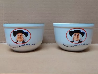 2 QUAKER OATS Oatmeal Man Cereal Bowls WARMS YOUR HEART & SOUL Houston Harvest • $20