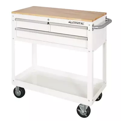 Rolling Mechanic Tool Cart Storage Shop Garage Organizer Key Lock Wood Top 36 In • $366.68