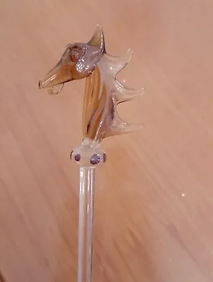 Vintage Glass Cocktail/swizzle Stick With Horse Top • £5