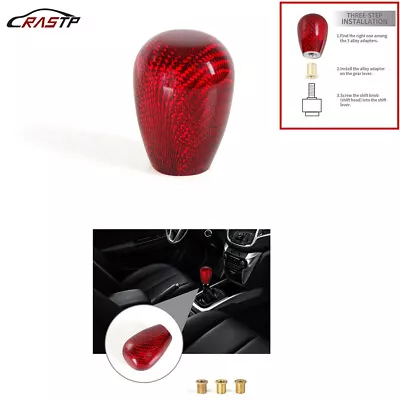 JDM Universal Red Carbon Fiber Automatic Car Gear Shift Knob Shifter 5 6 Speed • $14.99