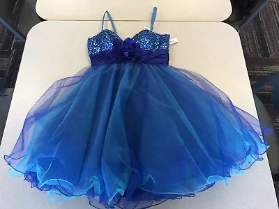 Sherri Hill Blue Spaghetti Strap Dress Size 0 New NWT Prom Pageant Cocktail • $79.99