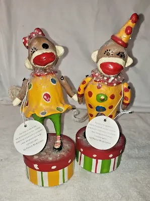 £74.35 • Buy Penny McAllister Sock Monkey Couple Circus Treasure Box Banana Trinket