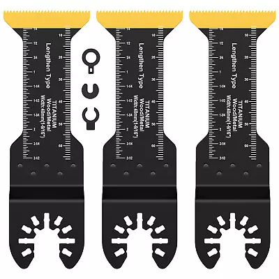 3Pcs Extra-Long Titanium Bi-Metal Oscillating Saw Blade Set Multitool Blades☽ • £8.03