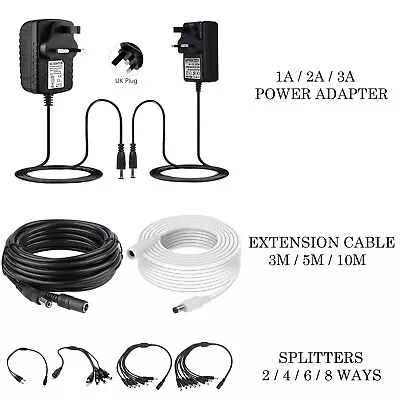 EXTENSION Cable Cord Lead For AC/DC 5V 9V 12V Power Supply ADAPTERS 5.5X2.1 UK • £2.40