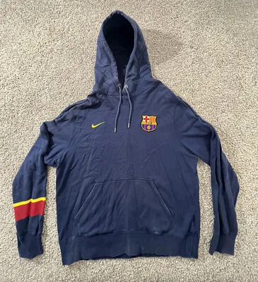 Nike Barcelona Soccer Hoodie Sweater Blue Logo Patch FCB Adult Large • $48.92