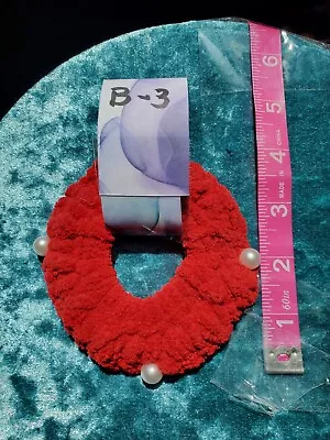 Handmade Velvet Crochet Hair Scrunchie Red. White Pins Not Included.  • $8