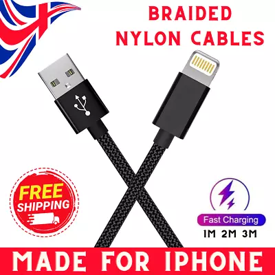 Heavy Duty Braided 3M 2M 1M USB Charger Cable For IPhone 14 13 12 SE X PRO 8 7 6 • £3.49