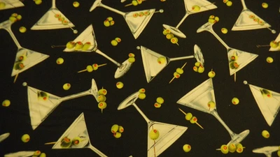 $9.25 • Buy Retro Cocktail Hour Martini Fabric Mixed Drink Shaken Not Stirred Olive Garnish